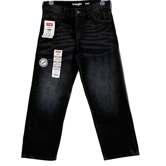 Wrangler Boy’s Black Loose Fit Denim Jeans Size 10 HUSKY NEW - Picture 1 of 6